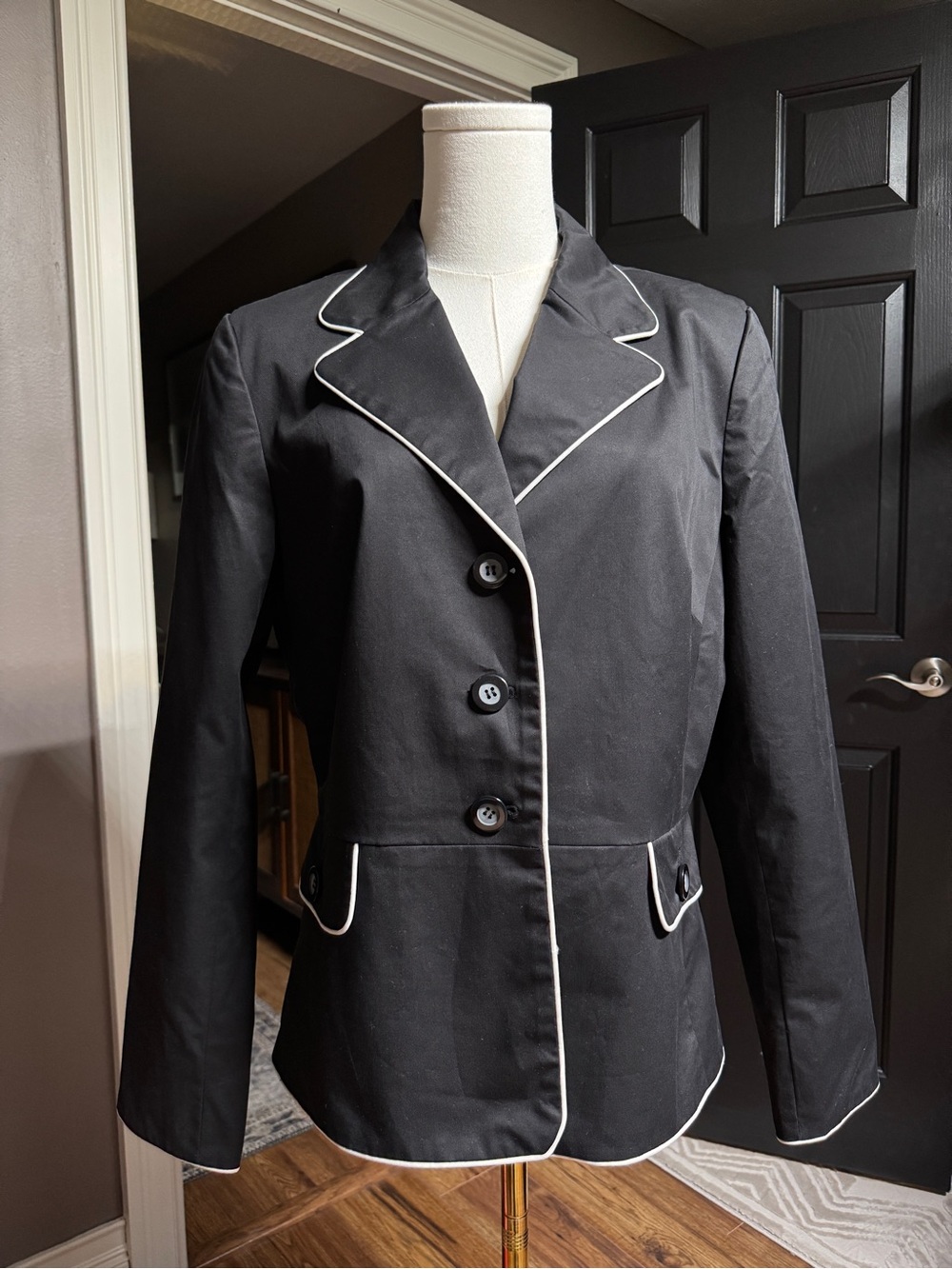 {Pendleton} Black White Trim Tailored Fit Blazer Suit Coat WBZ1